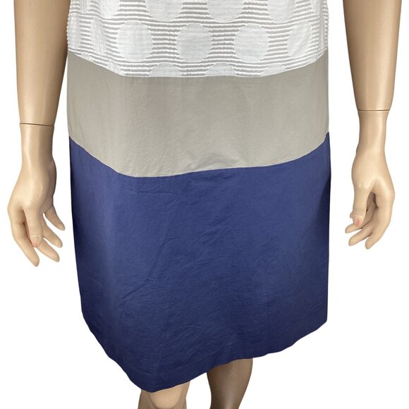 Peserico Womens‎ Dress Size 42 US 6 White Blue ColorBlock Sleeveless Shift - Picture 4 of 8